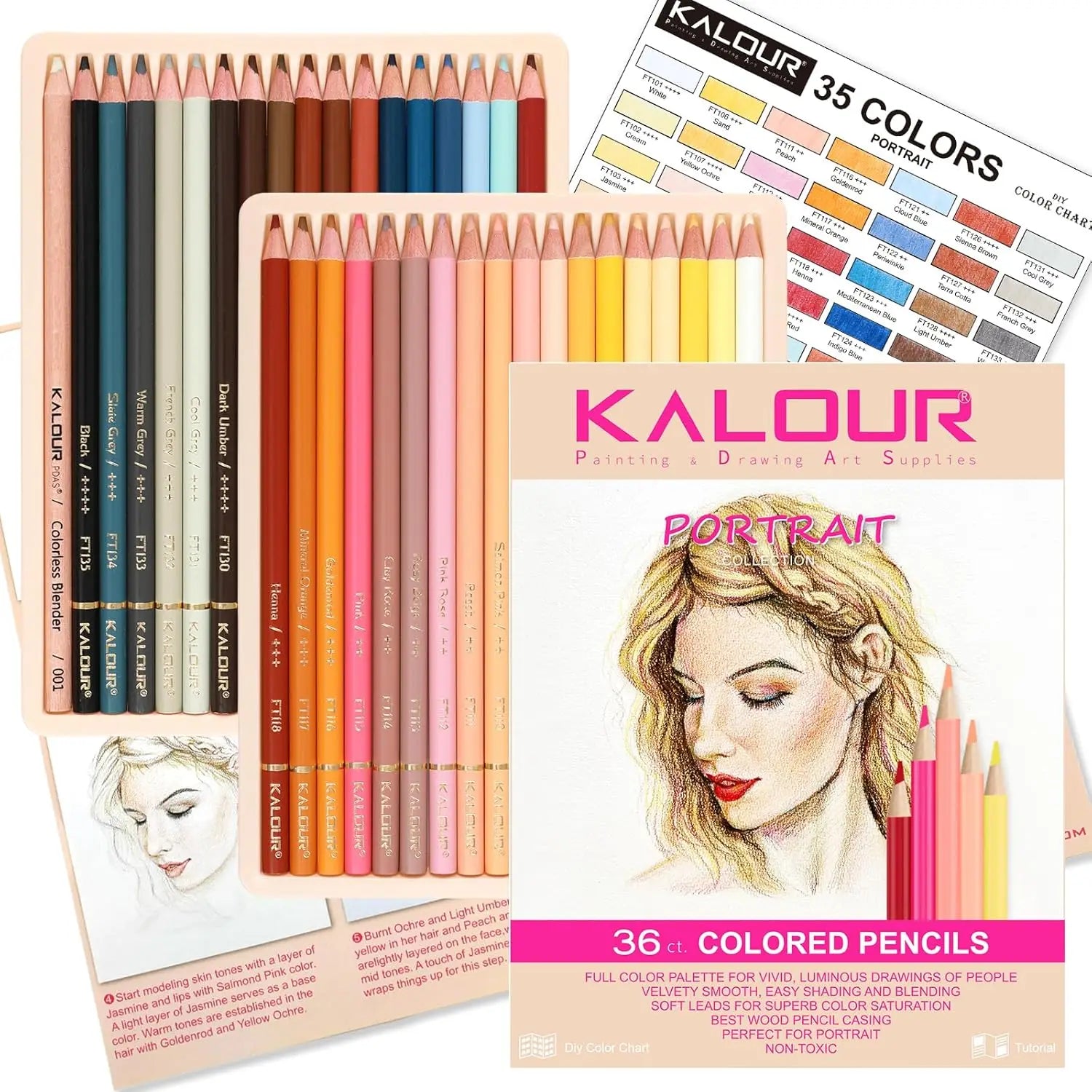 KALOUR 36 Skin Tones Colored Pencils