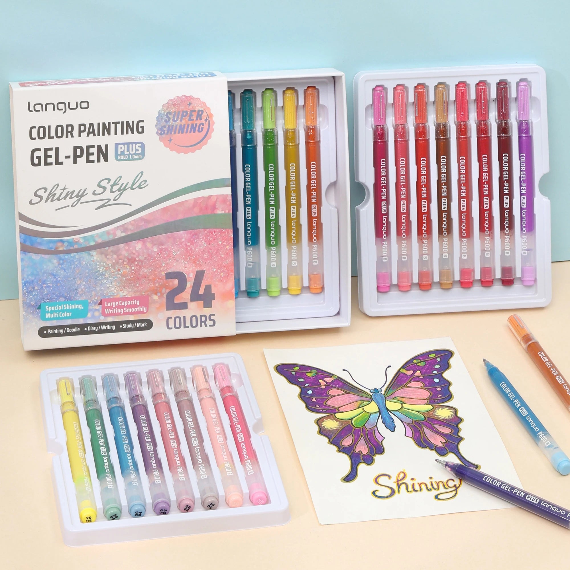 Glitter effect Pen ,Super Shining Colored Gel Pens,For School, 1mm Journaling and Art Tool, Ideal for Coloring Books,Card,DIY